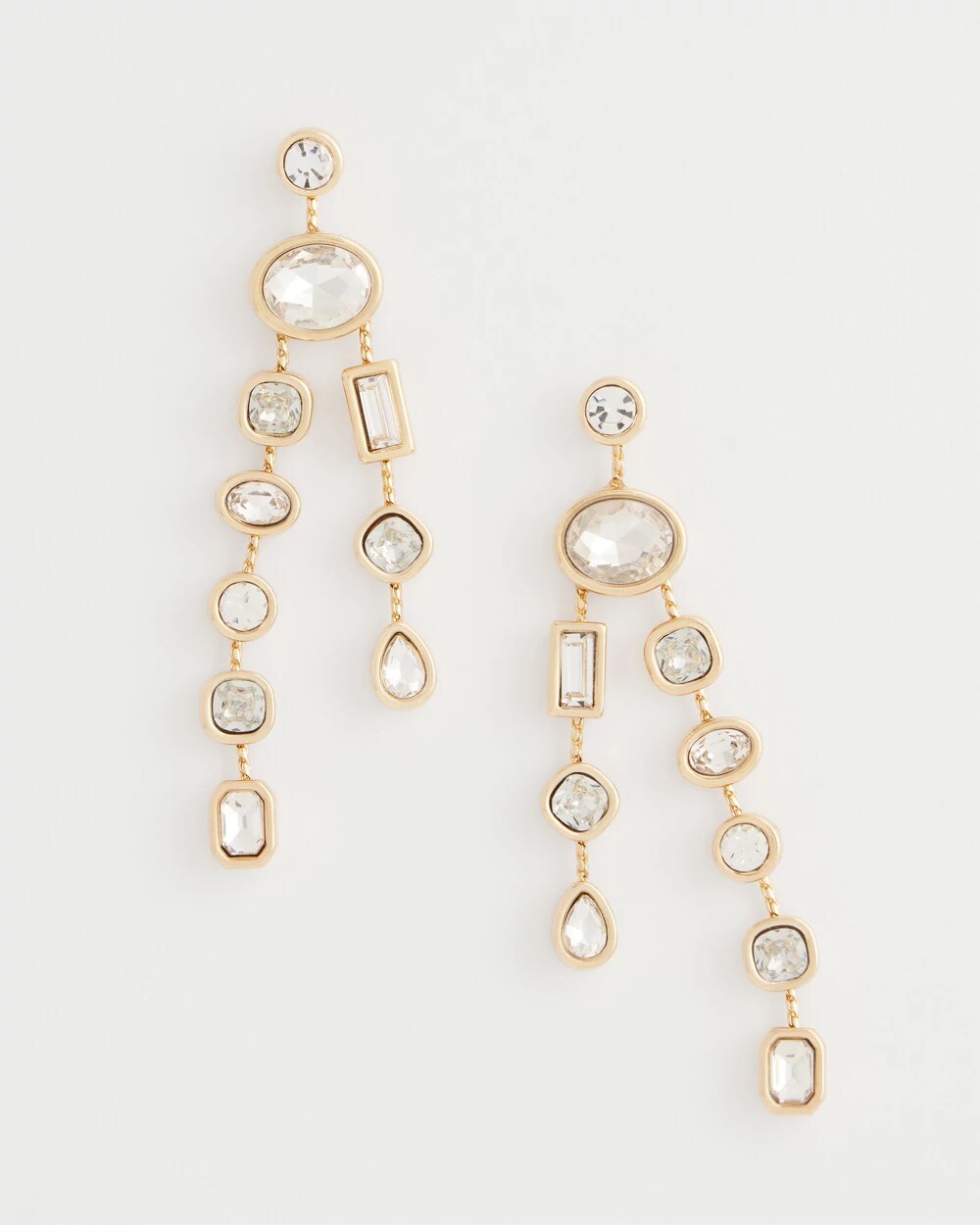 Bezel Set Linear Goldtone Earrings