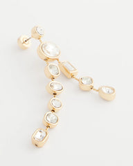 Bezel Set Linear Goldtone Earrings