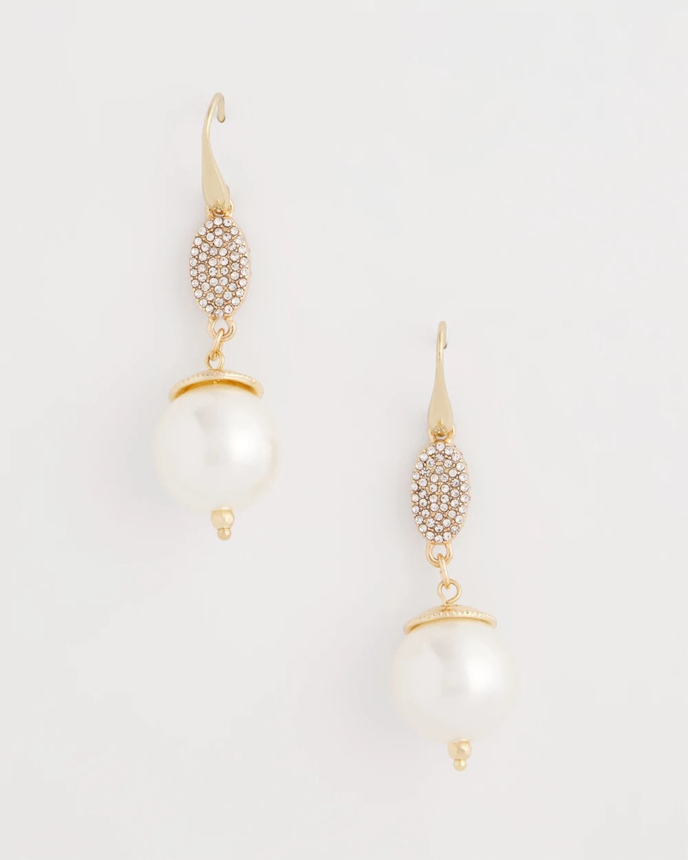 Faux Pearl and Pave Drop Earrings
