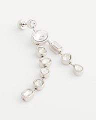 Bezel Set Linear Silvertone Earrings