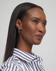 No Droop® Silver Tone Square Hoops