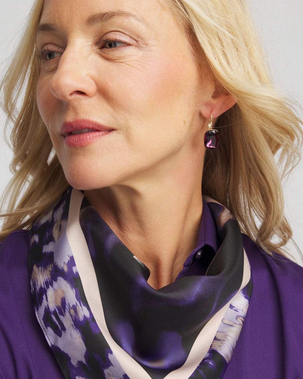 Purple Gem Drop Earrings