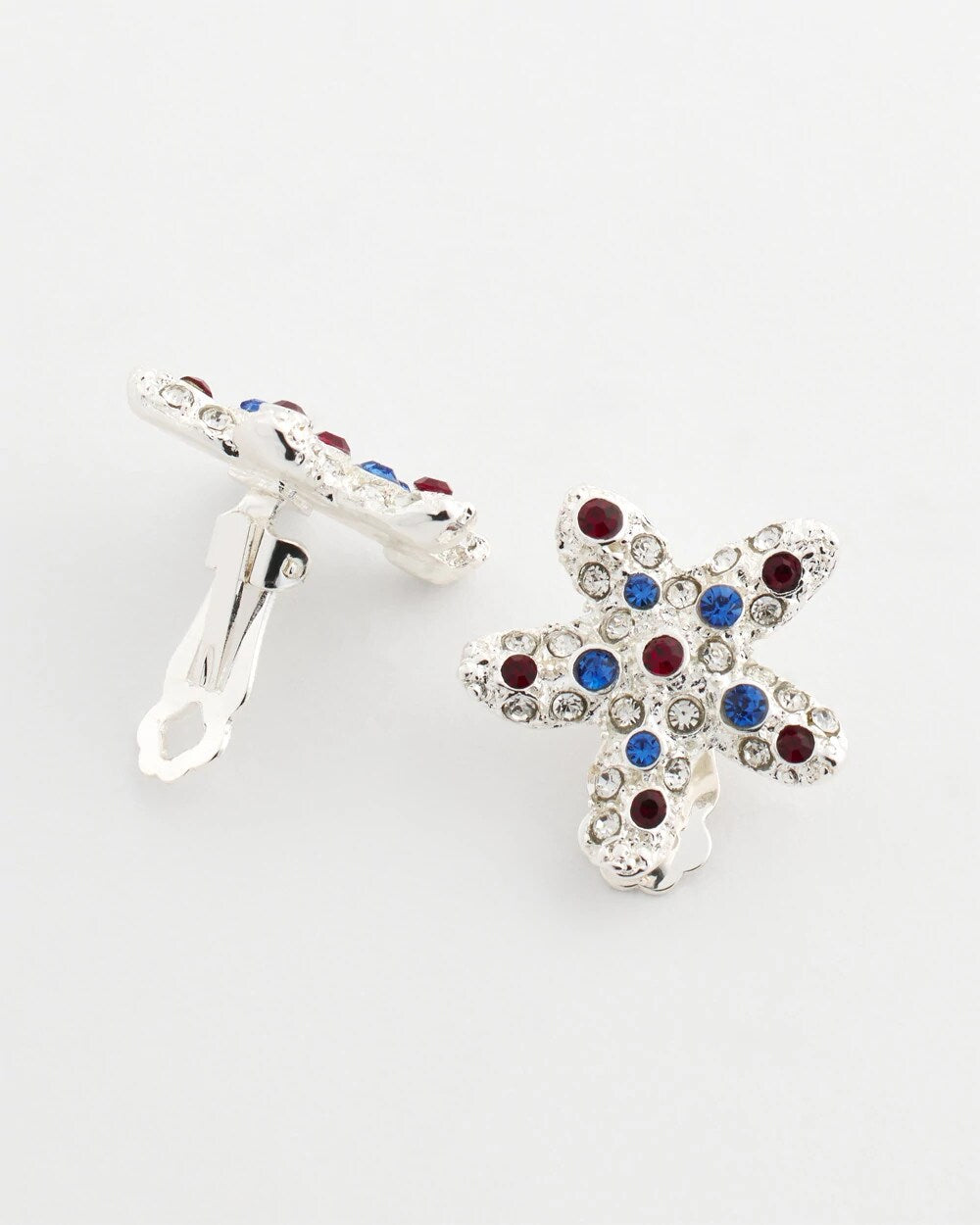 Red White & Blue Starfish Clip-On Earrings