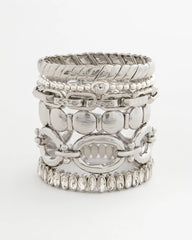 Silver Textured Circle Stretch Bracelet