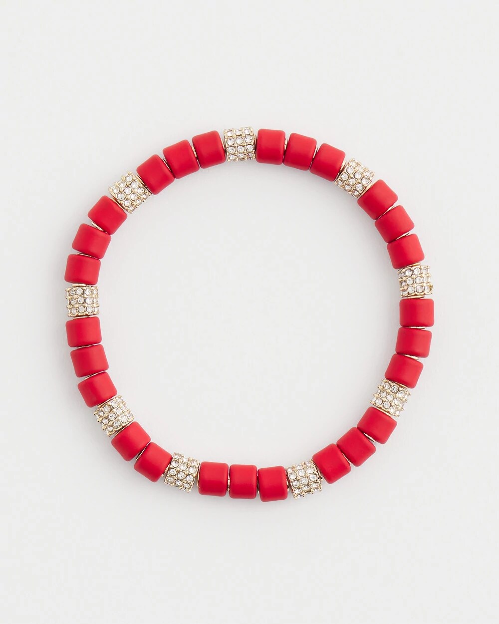 Red Barrel Bead Stretch Bracelet