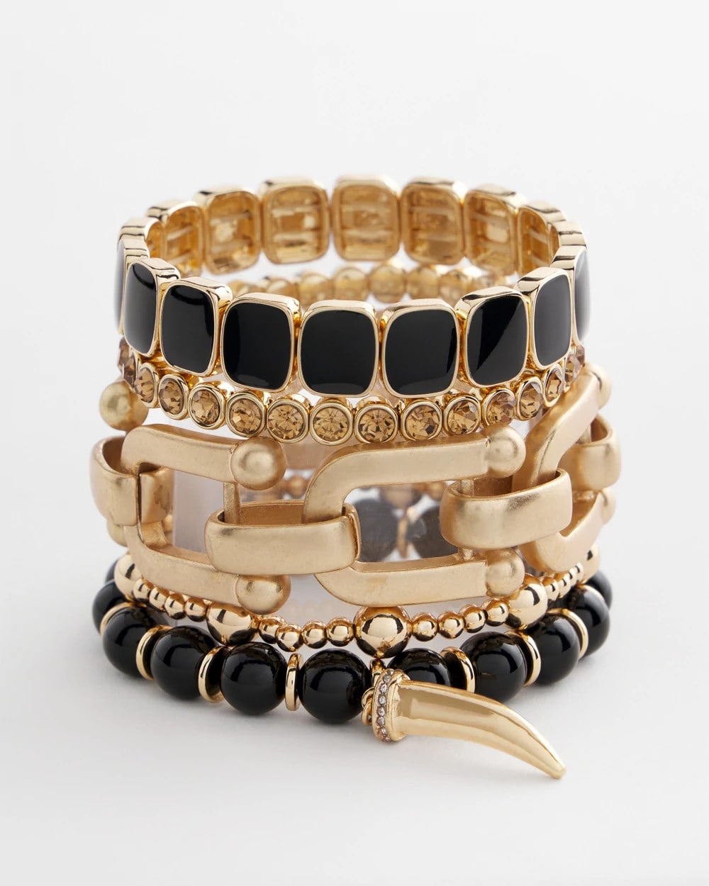 Chico's Originals Black Square Stretch Bracelet