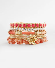 Bold Orange Goldtone Stretch Bracelet