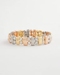 Tri-Tone Rectangle Stretch Bracelet