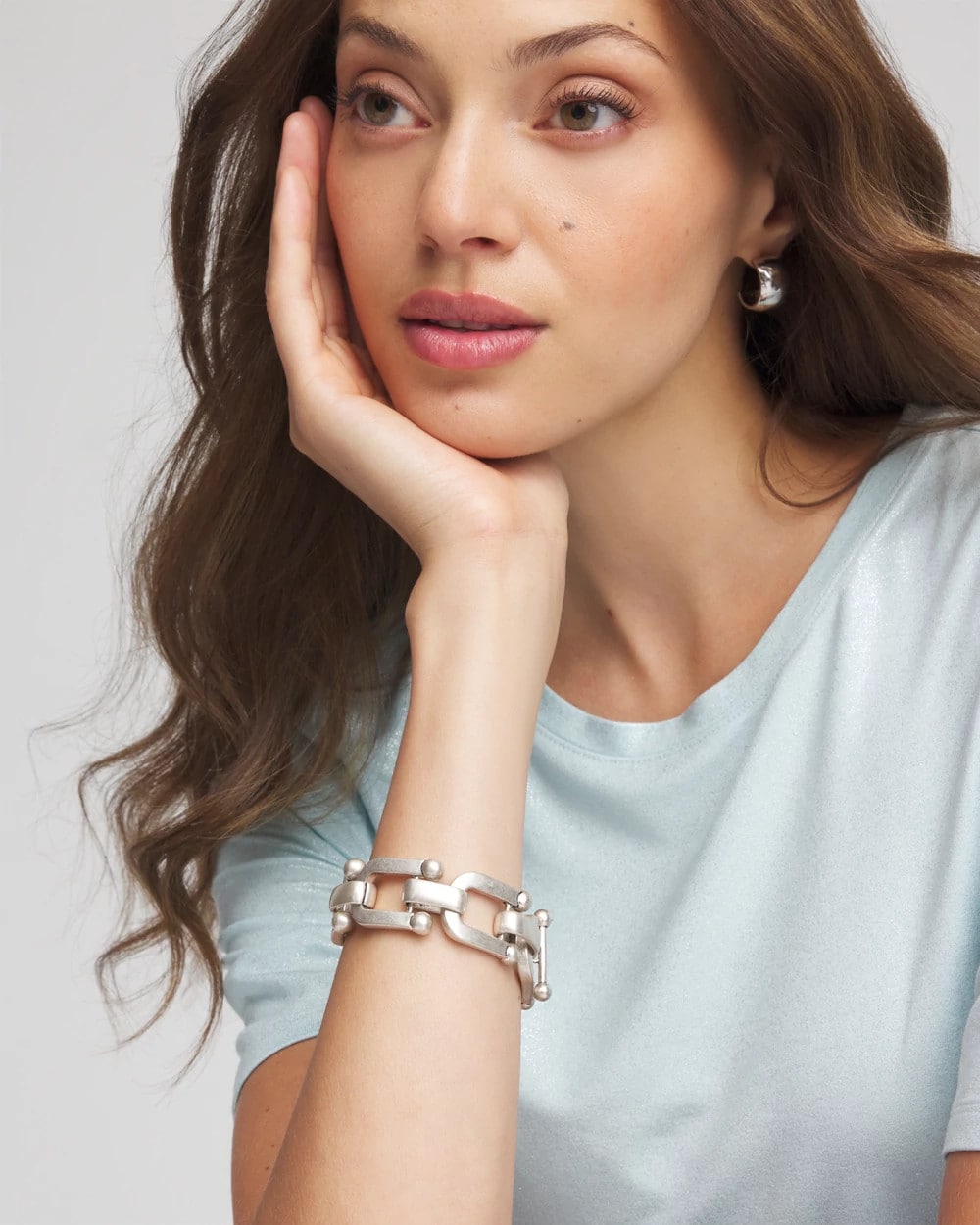 Silvertone Link Chain Bracelet