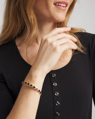 Small Black Faceted Gem Stretch Cuff Bracelet