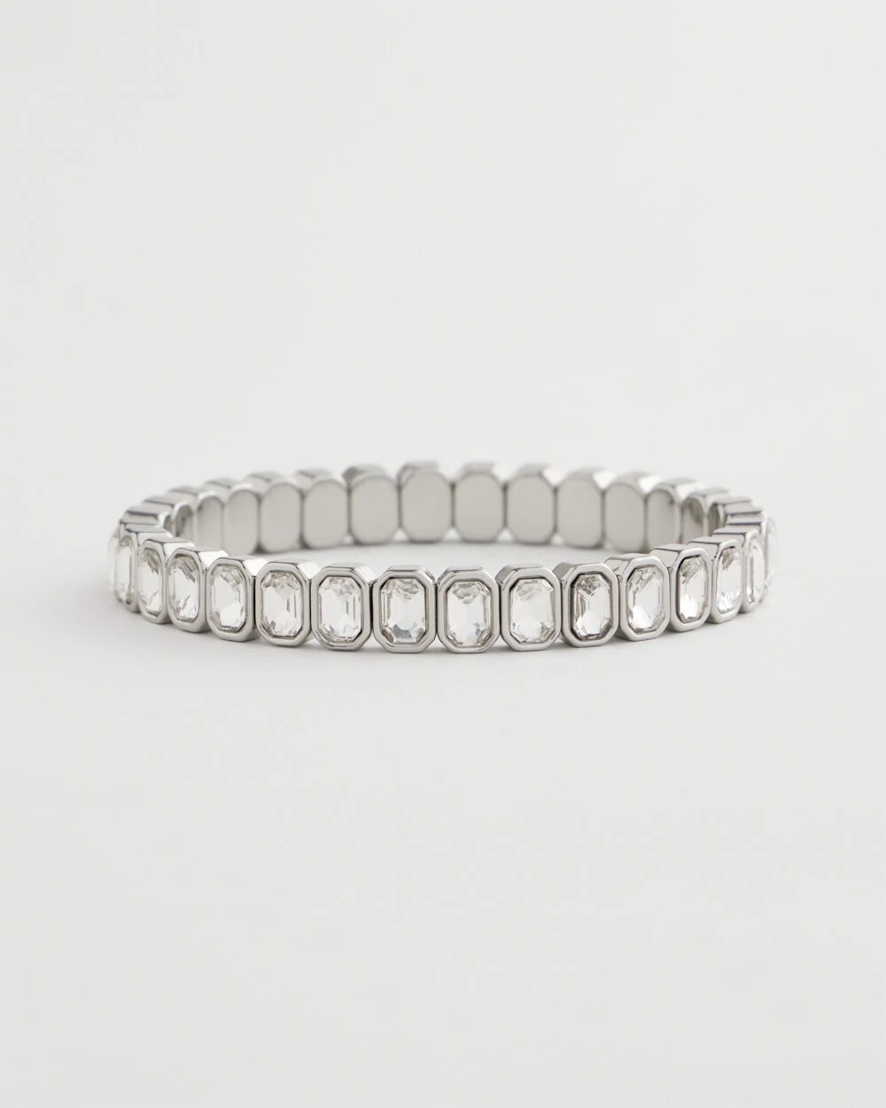 Silver Bezel Set Stretch Tennis Bracelet