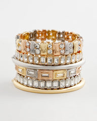 Silver Bezel Set Stretch Tennis Bracelet