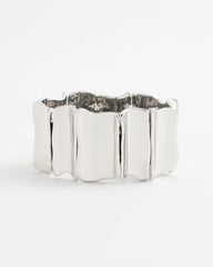 Silvertone Wave Stretch Cuff Bracelet