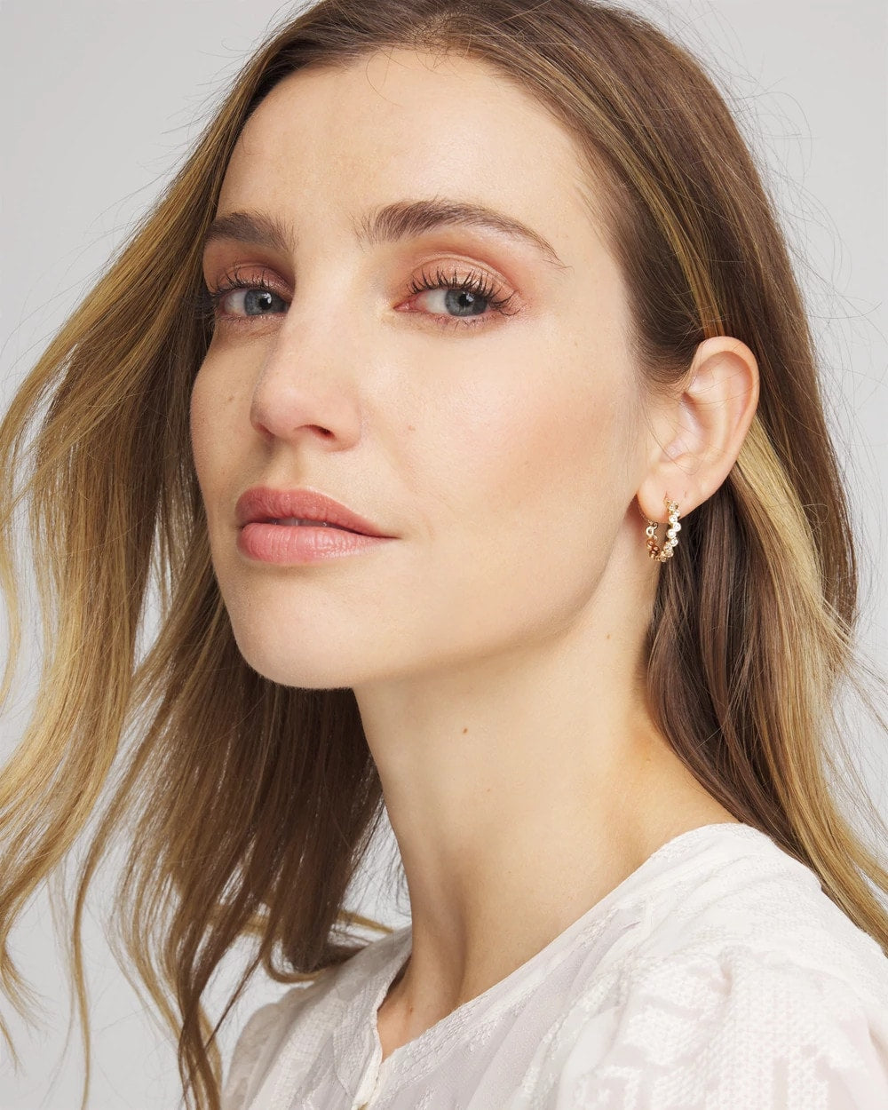 Goldtone Cubic Zirconia Hoop Earrings