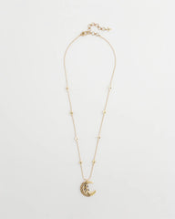 Gold Moon Pendant Necklace