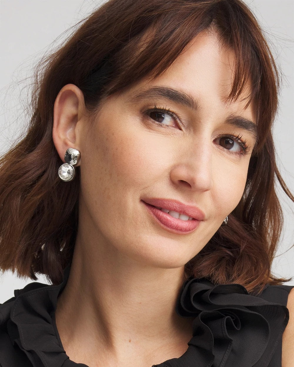 No Droop™ Silver Tone Crystal Clip-On Earrings