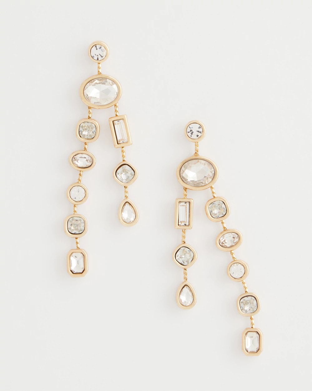 Bezel Set Linear Goldtone Earrings