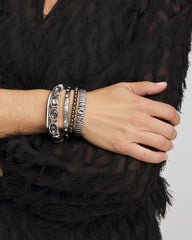 Hematite Rhinestone Tone Bangle