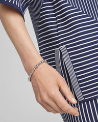 Small Beaded Silver Tone Stretch Bracelet