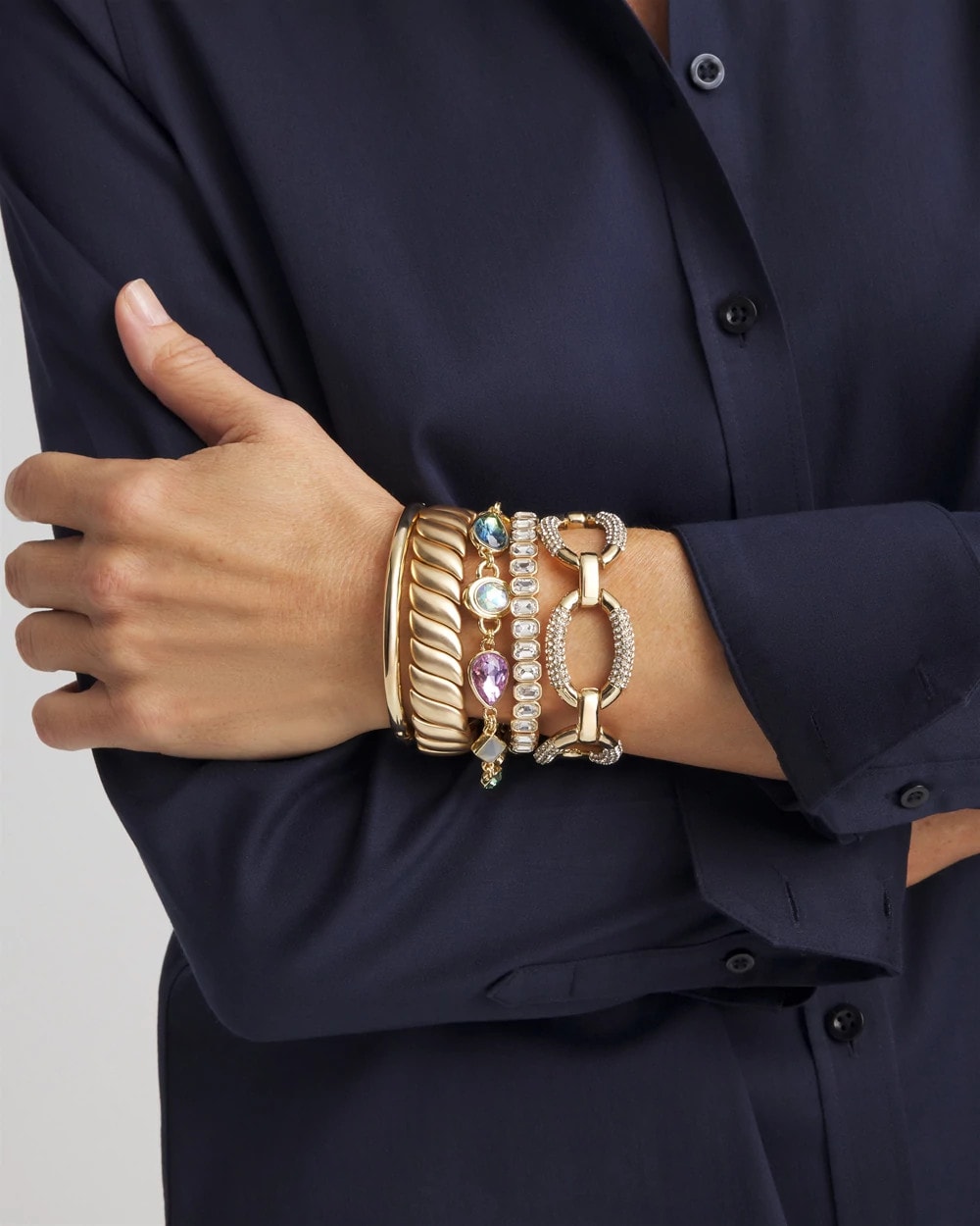 Large Pave Link Toggle Bracelet