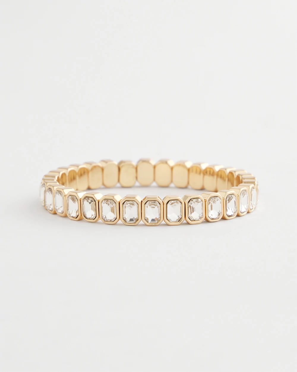 Gold Bezel Set Stretch Tennis Bracelet