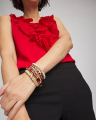 Gold Bezel Set Stretch Tennis Bracelet