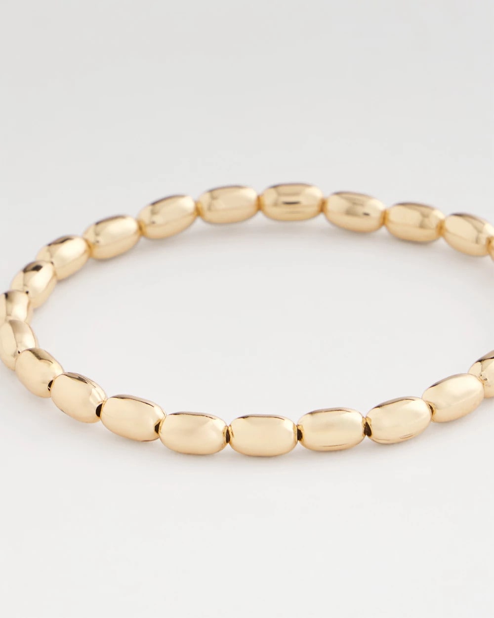 Goldtone Oval Beaded Stretch Bracelet