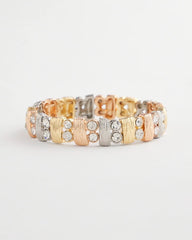 Tri-Tone Rectangle Stretch Bracelet