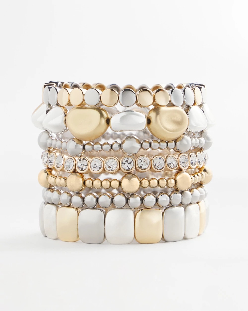 Silver & Gold Tone Round Stretch Bracelet