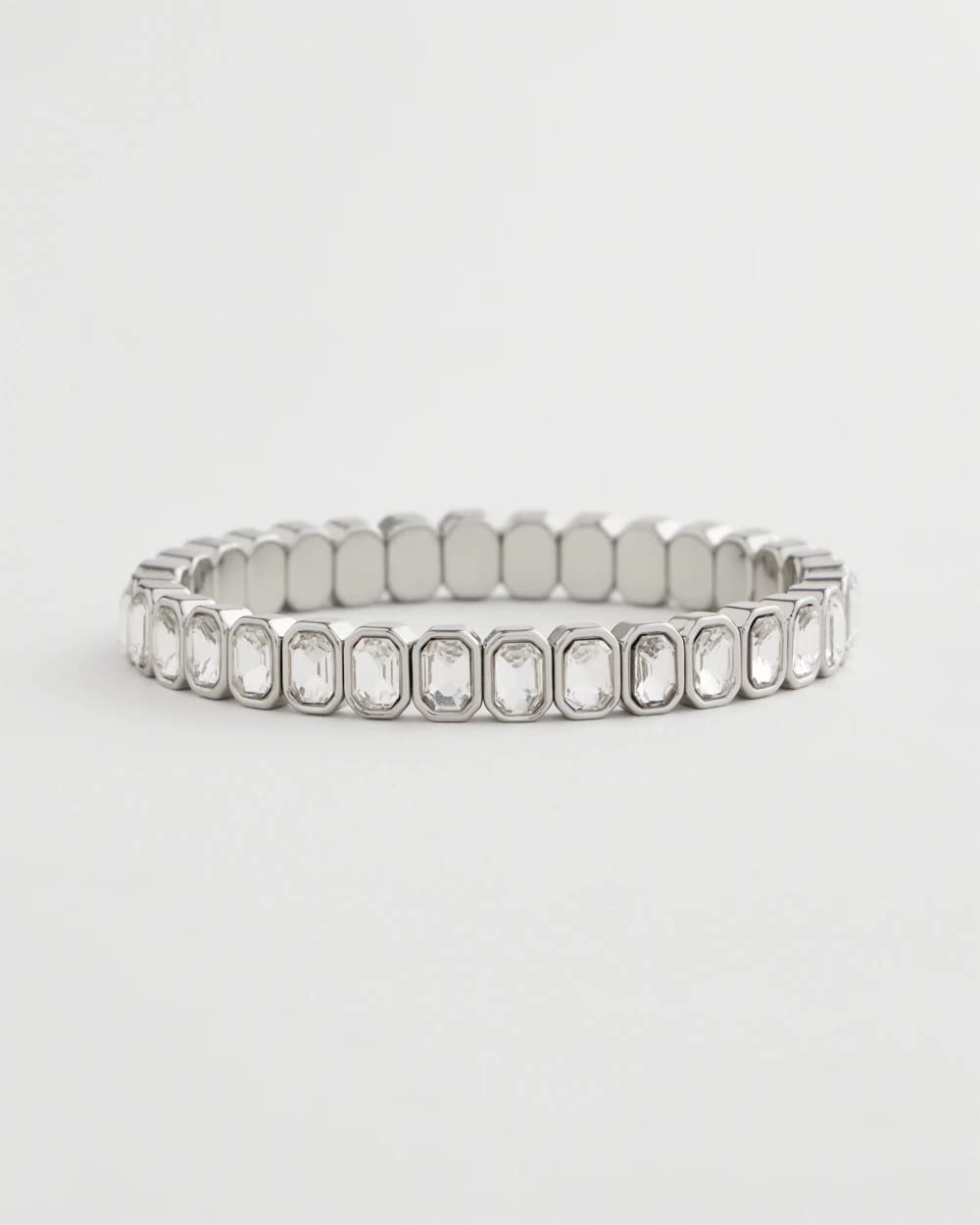 Silver Bezel Set Stretch Tennis Bracelet