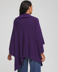 Rhinestone Zip-Collar Sweater Poncho