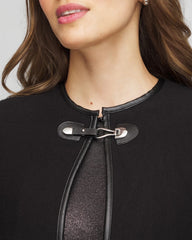 Faux Leather Trim Cape