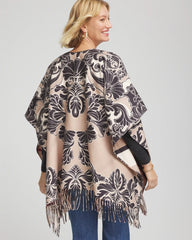 Reversible Printed Fringe Ruana
