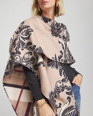 Reversible Printed Fringe Ruana