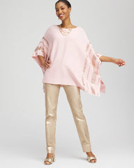 Sequin Striped Sweater Poncho