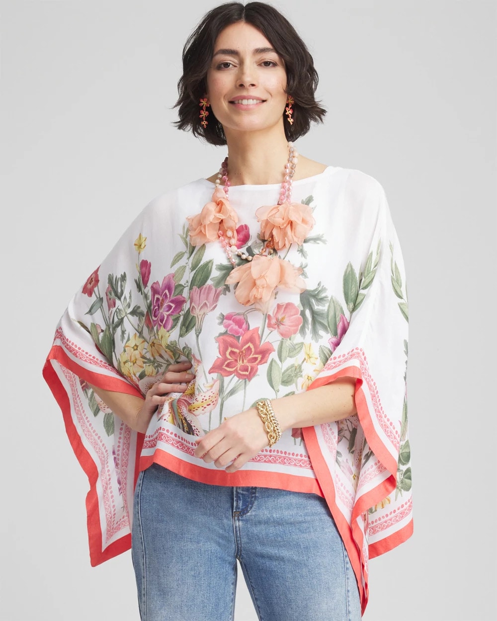 Wildflower Crepe Boatneck Poncho