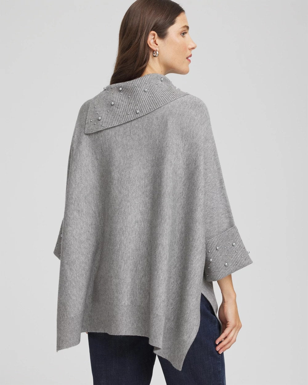 Embellished Sweater Poncho