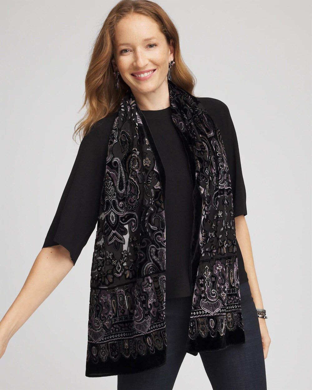 Velvet Burnout Oblong Scarf