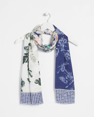 Colorblock Floral-Print Oblong Scarf