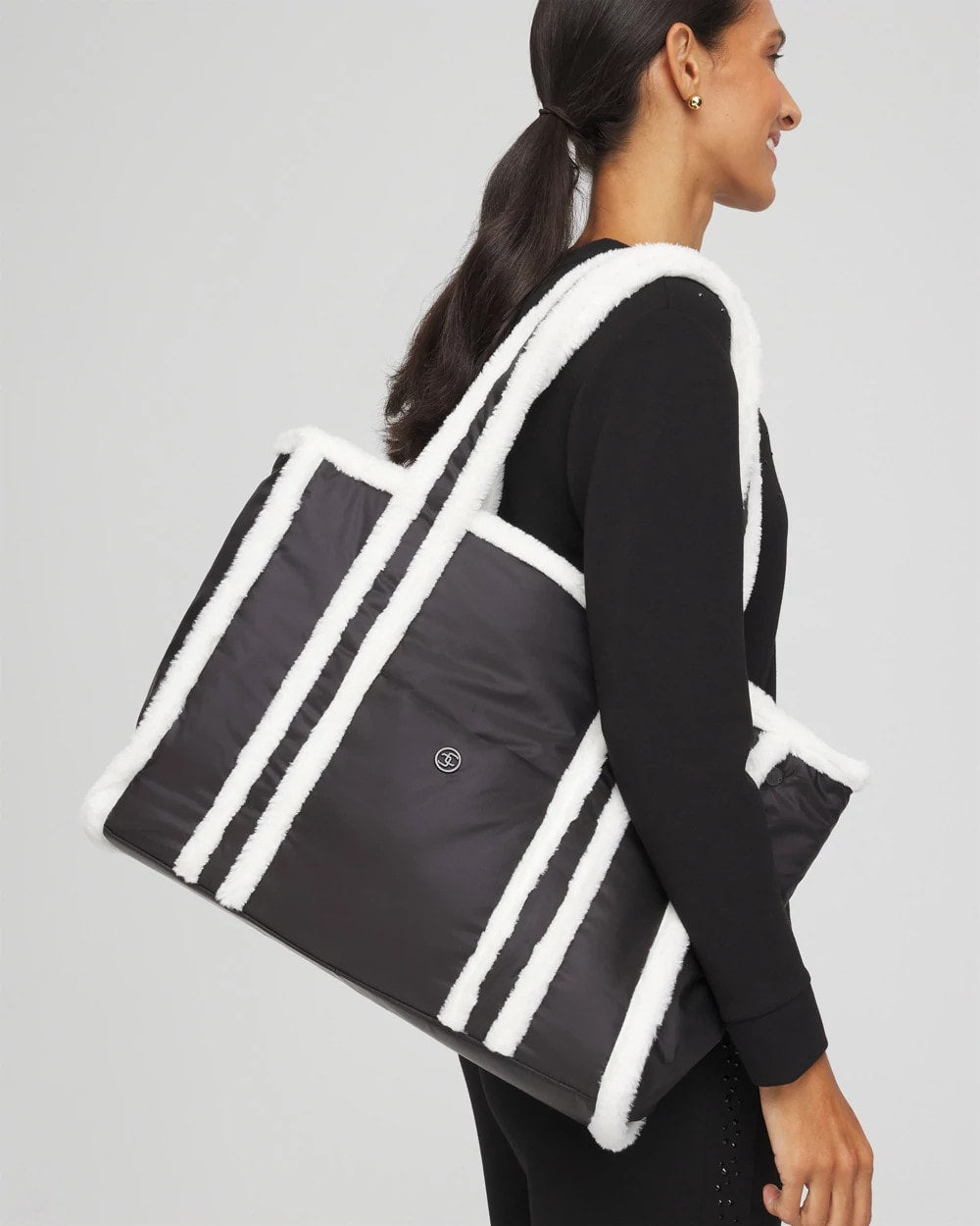 Faux Fur Sporty Tote Bag