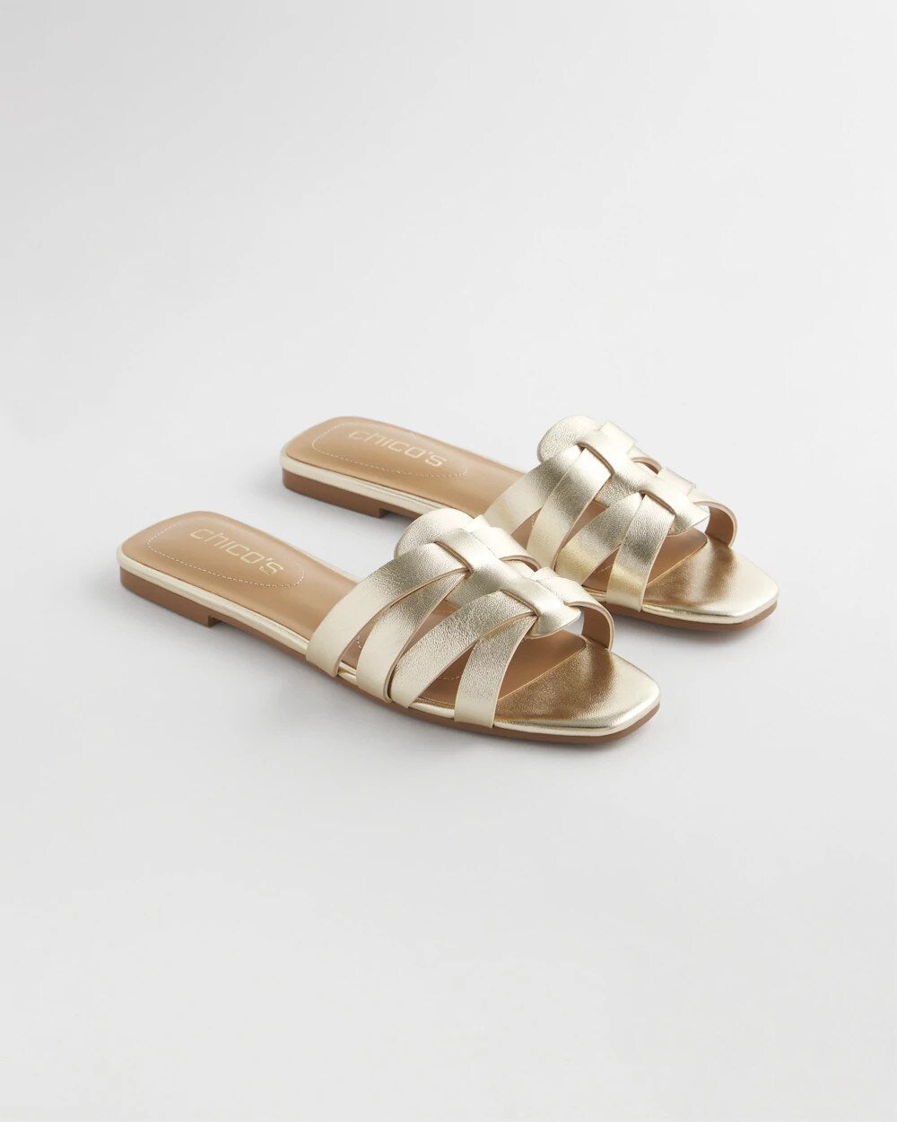 Leather Cassidy Cross-Strap Slide Shoes
