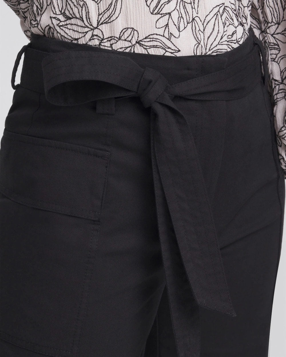 Petite Belted Twill Utility Cropped Pants