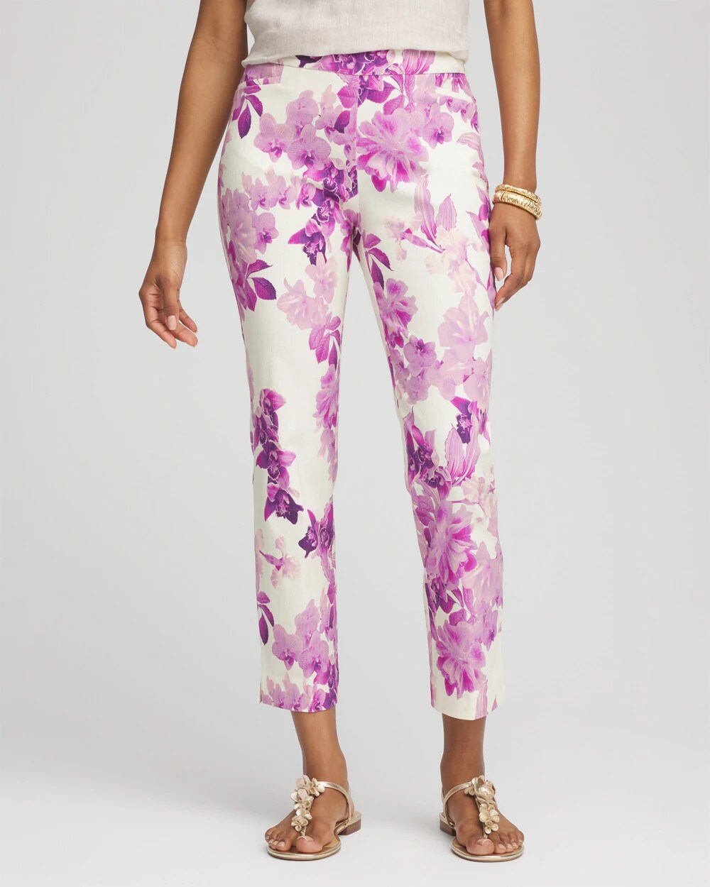 Petite Floral Brigitte™ Pull-On Slim Cropped Pants