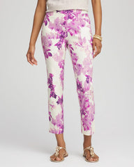 Petite Floral Brigitte™ Pull-On Slim Cropped Pants