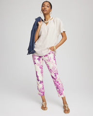 Petite Floral Brigitte™ Pull-On Slim Cropped Pants