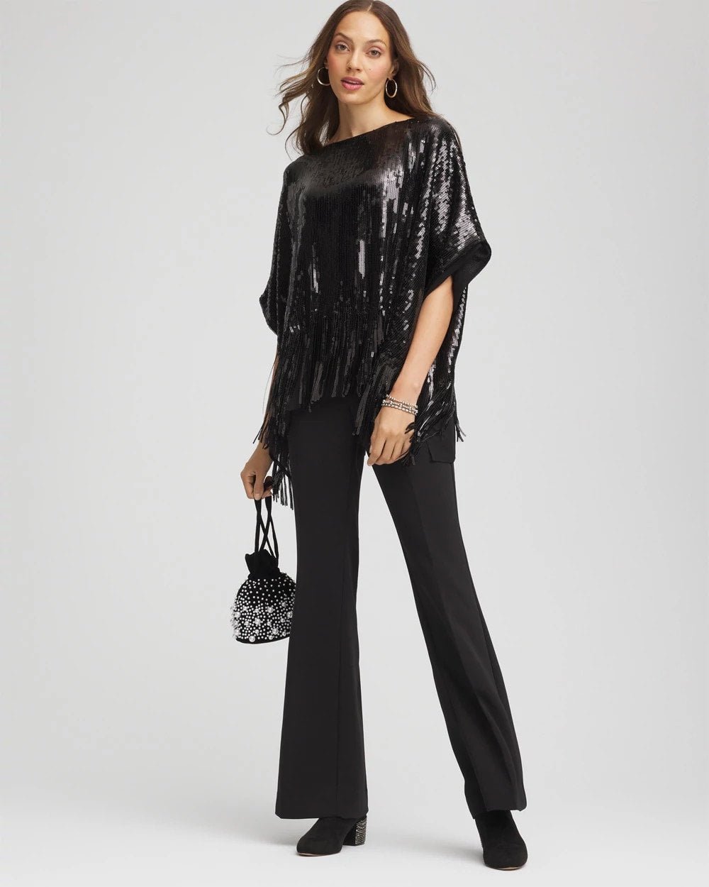 Petite Crepe Flared Trouser Pants