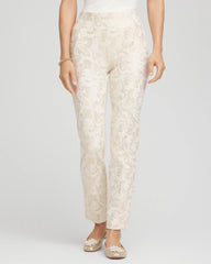 Petite Juliet Golden Foiled Slim Ankle Pants