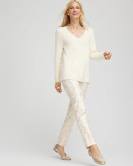 Petite Juliet Golden Foiled Slim Ankle Pants
