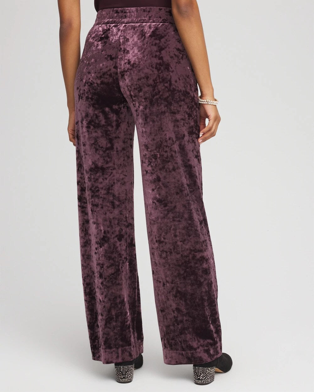 Petite Crushed Velvet Wide-Leg Pants