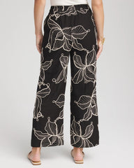 Petite Embroidered Wide-Leg Cropped Pants